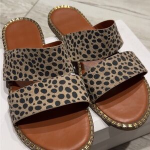 Leopard Print Slide Sandals